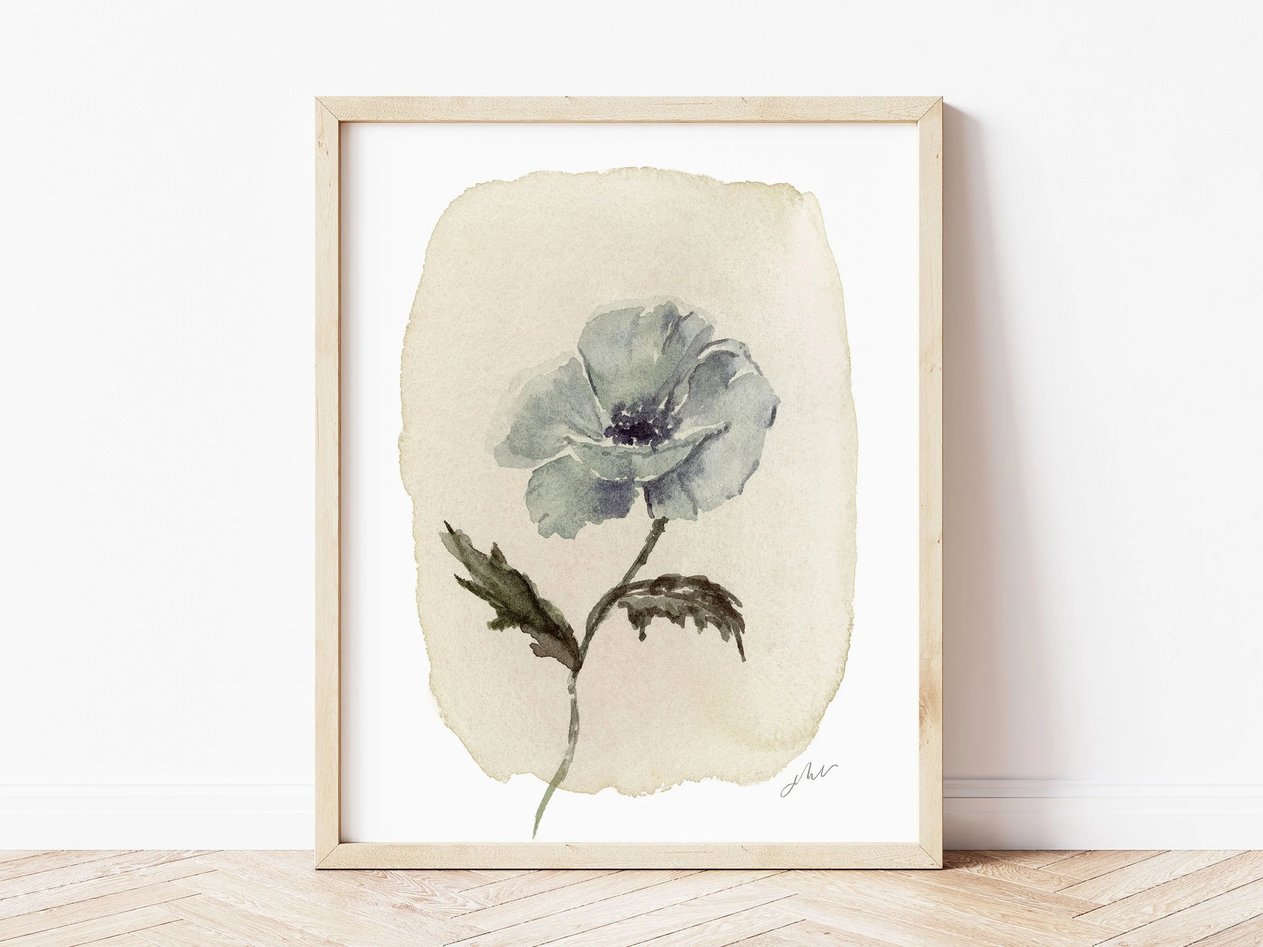 White Anemone Watercolor Painting by Floral and Landscape artist